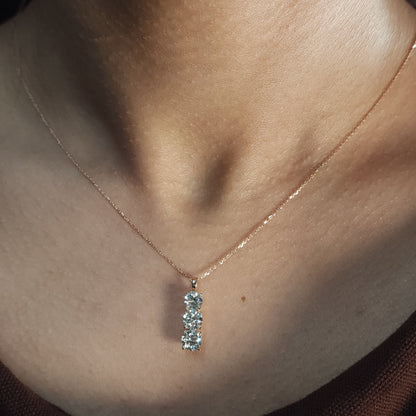14Kt Gold 0.60 Ct 3 Stone Graduated Lab Grown Diamond Pendant Necklace