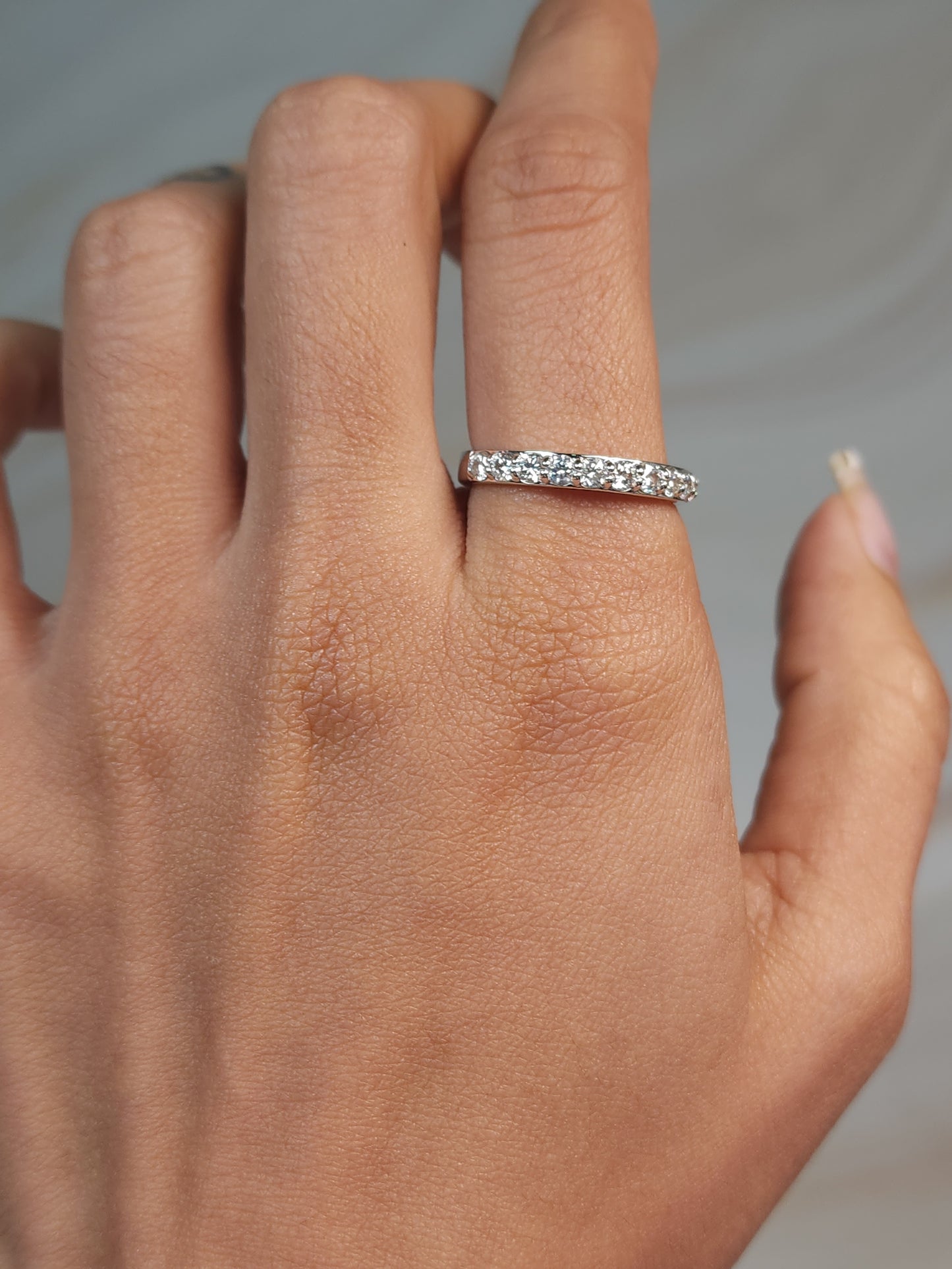 14Kt Gold 0.50 Ct Lab Grown Diamond Half Eternity Wedding Band