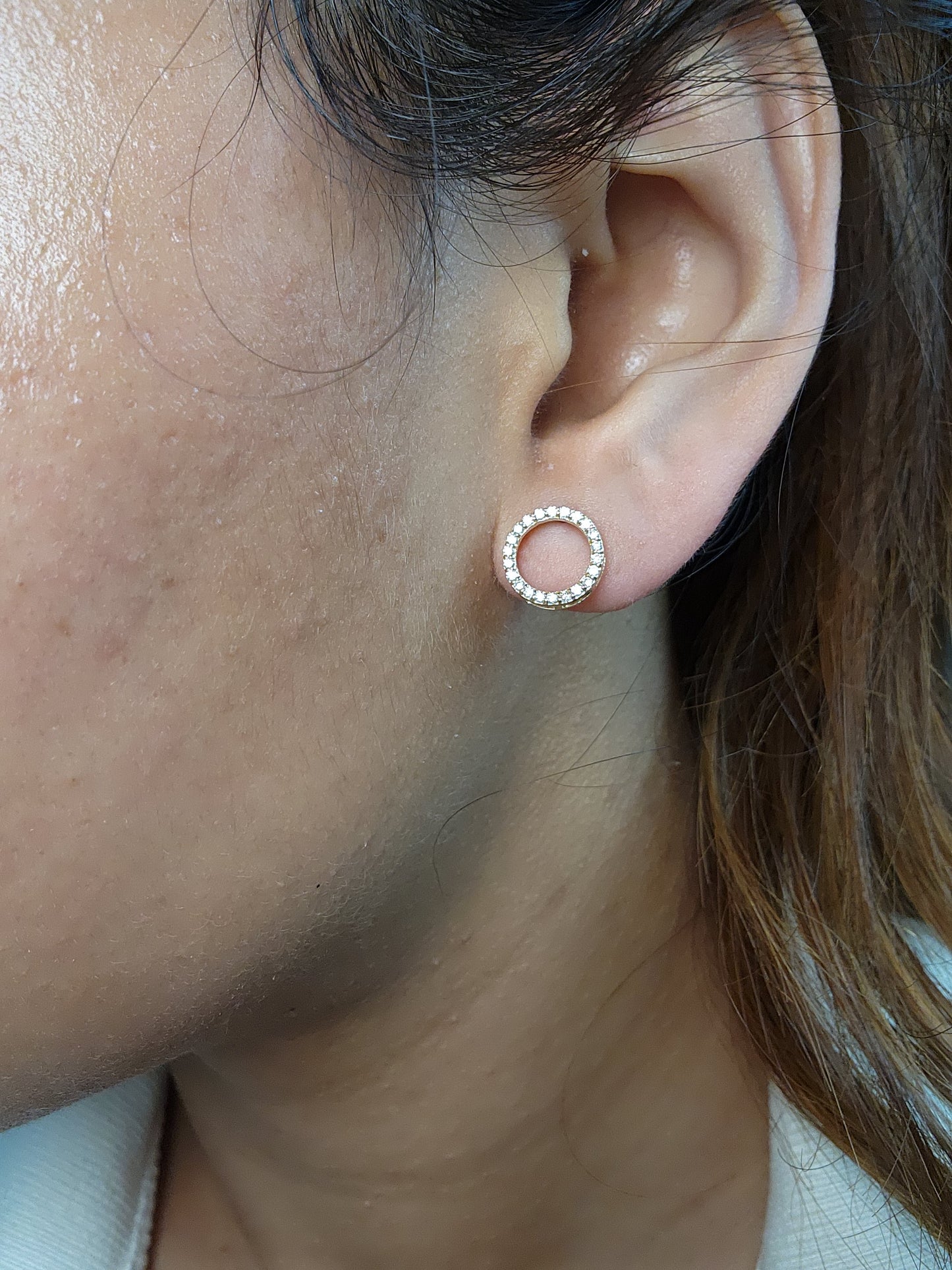 14Kt Gold Lab Grown Diamond Open circle  Earrings