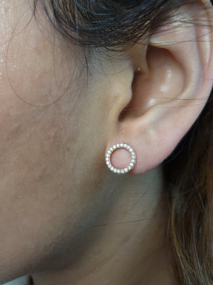 14Kt Gold Lab Grown Diamond Open circle  Earrings