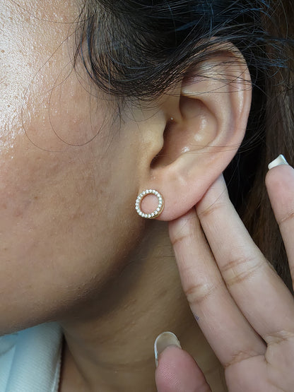 14Kt Gold Lab Grown Diamond Open circle  Earrings