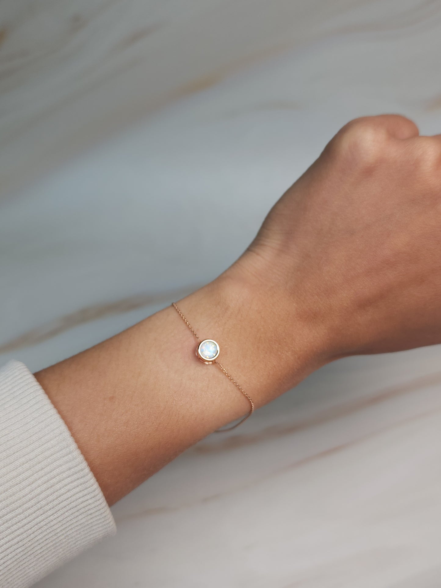 14Kt Gold Opal Bezel Bracelet