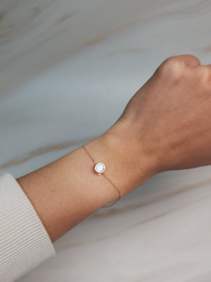 14Kt Gold Opal Bezel Bracelet