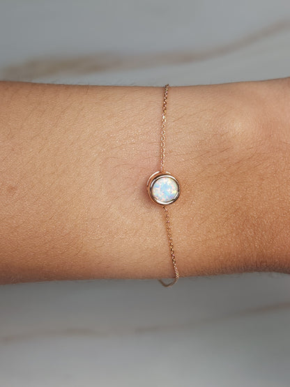 14Kt Gold Opal Bezel Bracelet