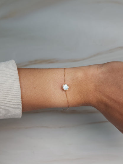14Kt Gold Opal Bezel Bracelet