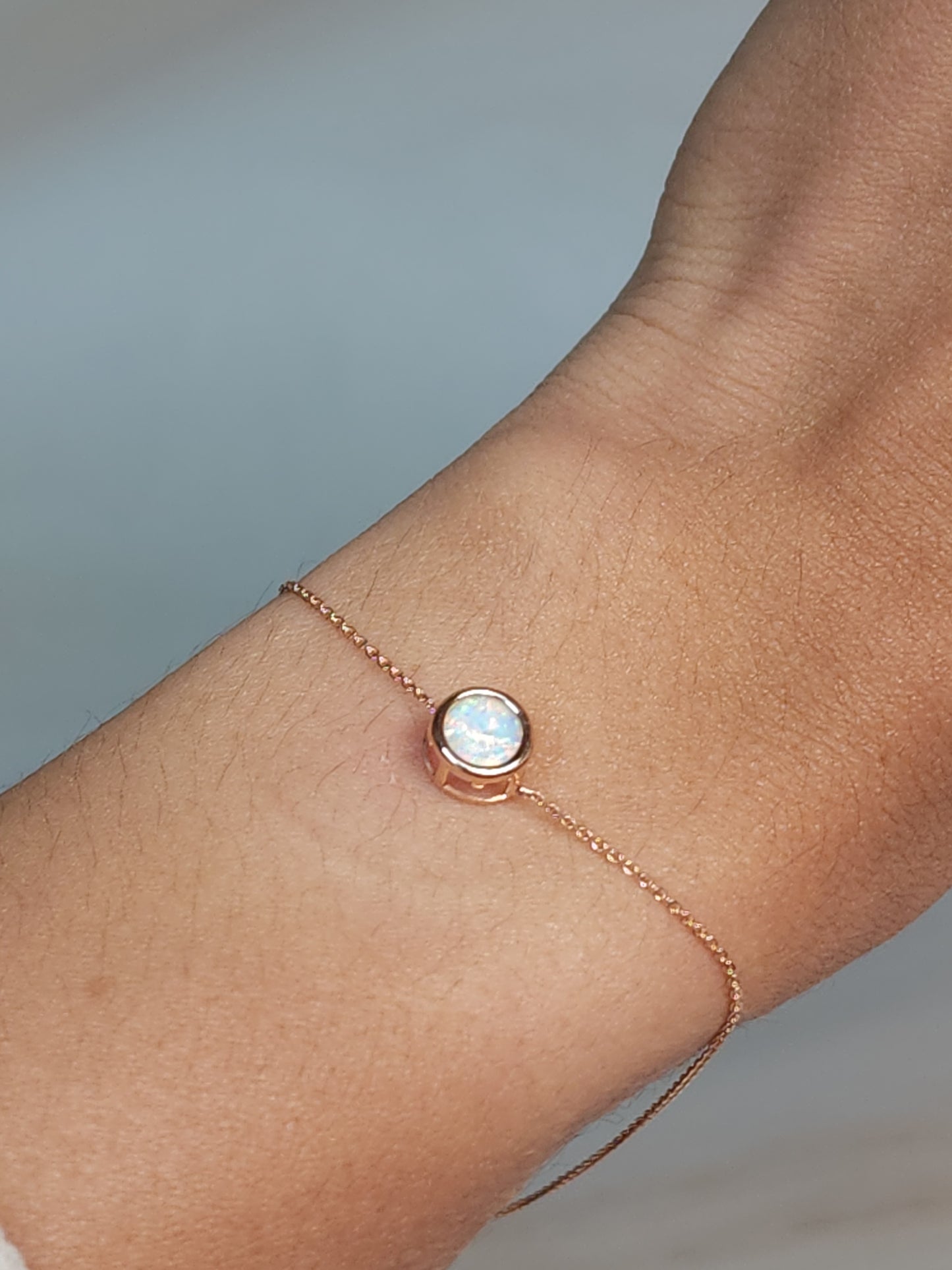 14Kt Gold Opal Bezel Bracelet