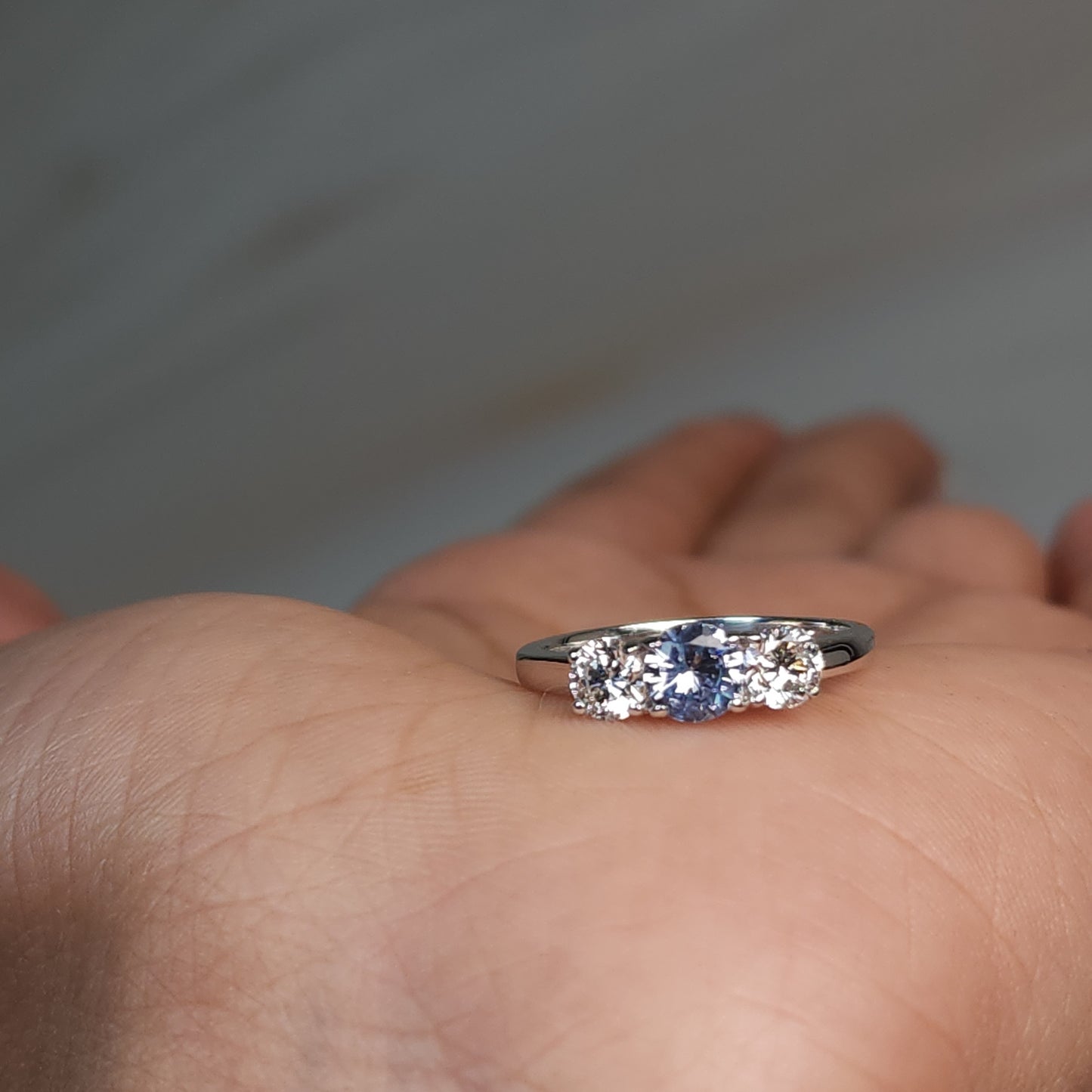 Created Natural Aquamarine & Lab Grown Diamond Round ring .925 Sterling Silver