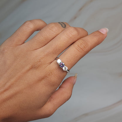 Natural Mystic Topaz & Lab Grown Diamond Round ring .925 Sterling Silver