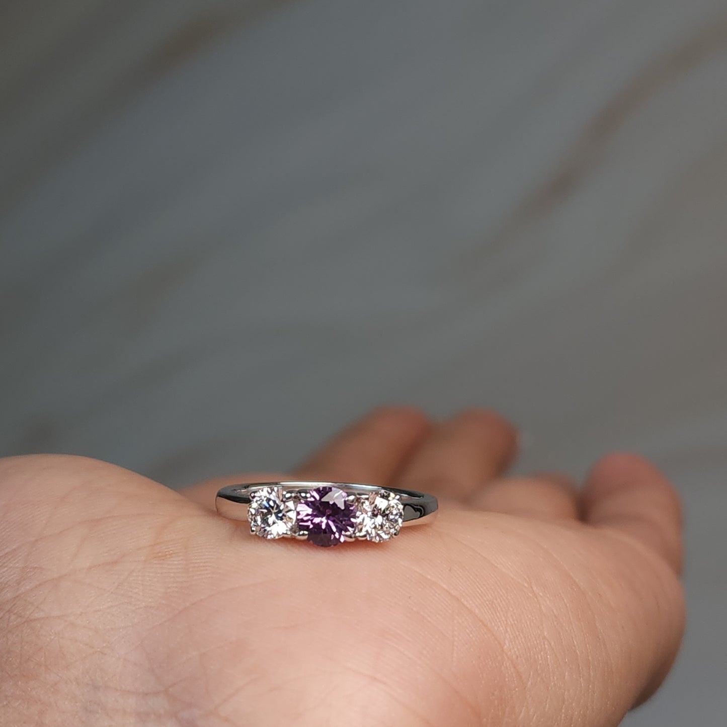 Created Alexandrite & Lab Grown Diamond Round ring .925 Sterling Silver