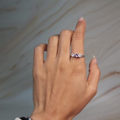 Created Alexandrite & Lab Grown Diamond Round ring .925 Sterling Silver