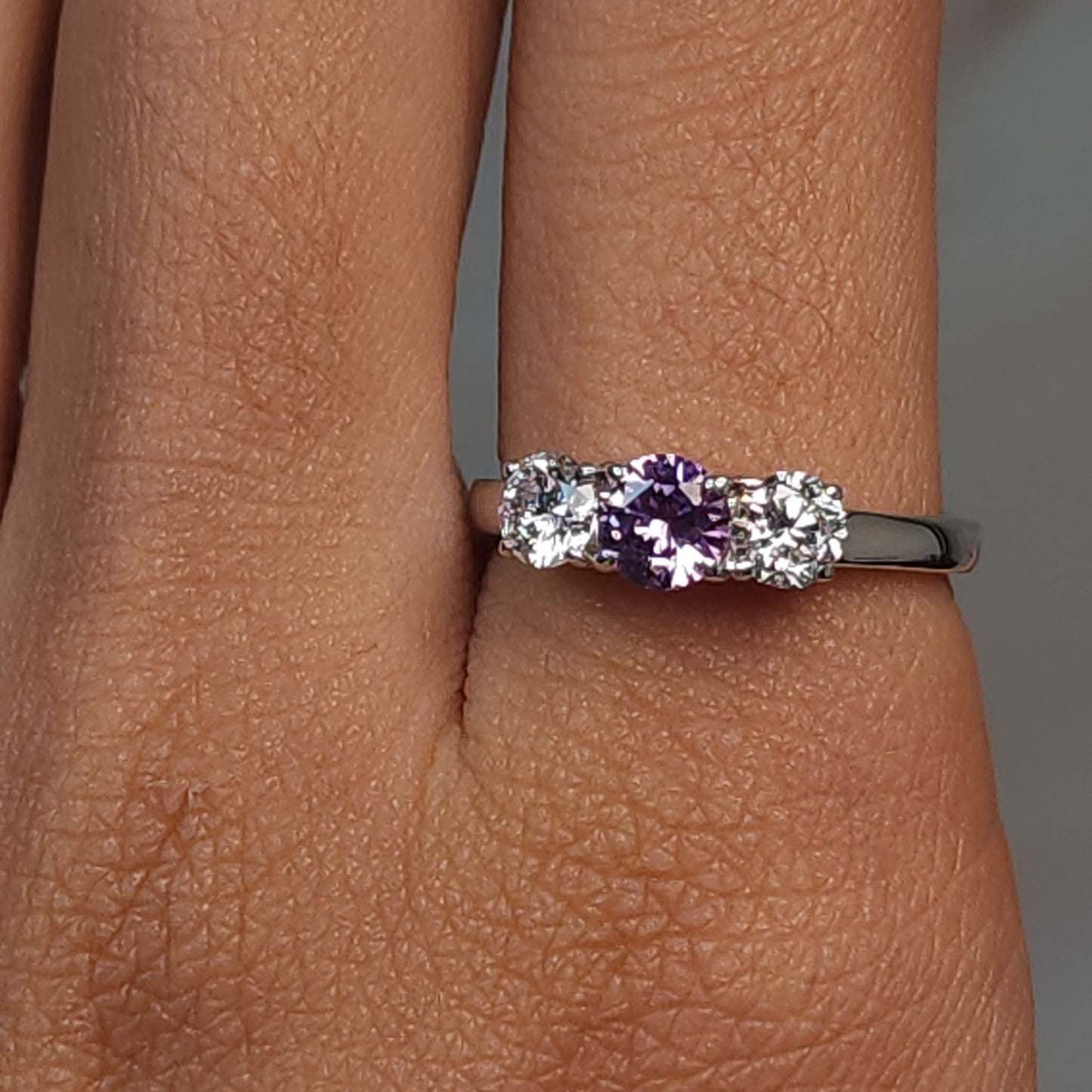 Created Alexandrite & Lab Grown Diamond Round ring .925 Sterling Silver