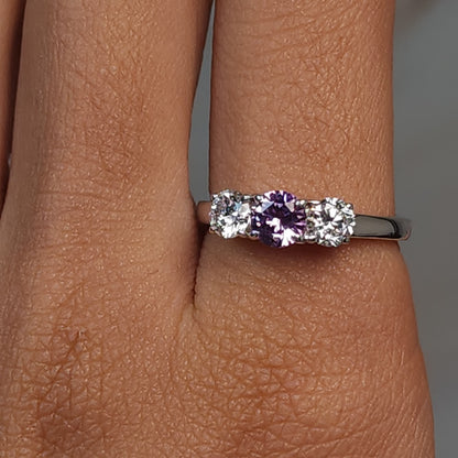 Created Alexandrite & Lab Grown Diamond Round ring .925 Sterling Silver