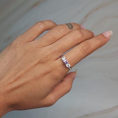 Created Alexandrite & Lab Grown Diamond Round ring .925 Sterling Silver