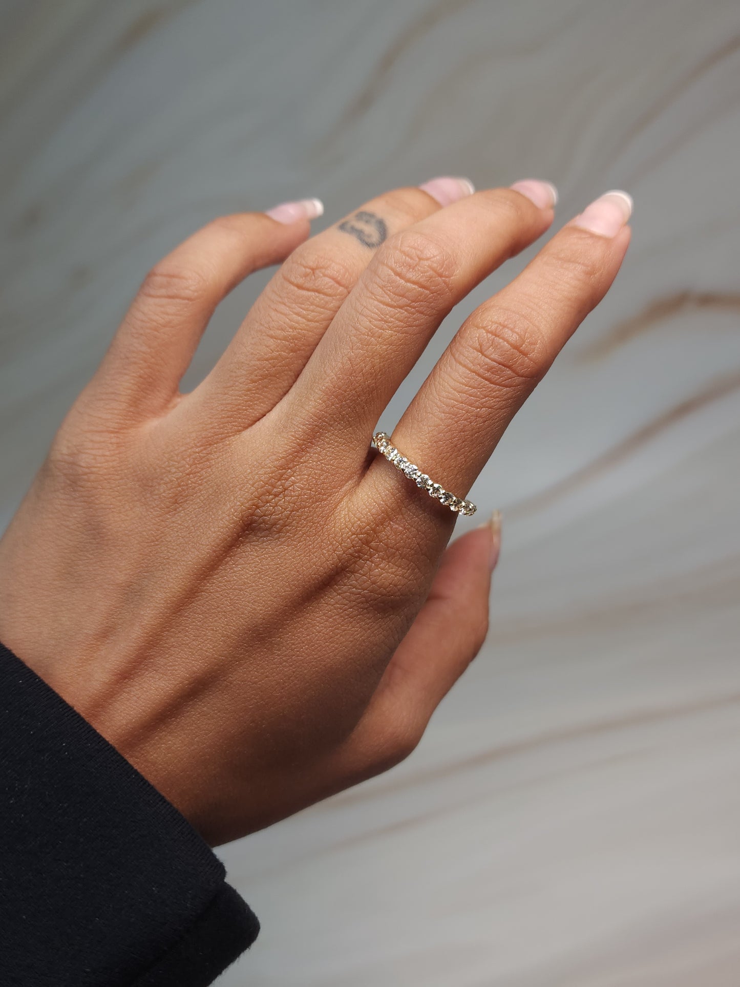 14Kt Gold 0.75 Ct Lab Grown Diamond Half Eternity Wedding Band