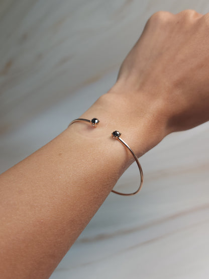 14Kt Gold 0.52 Ct Natural Rose Cut Black Diamond Bangle Bracelet