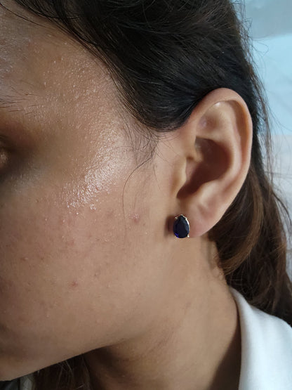 14Kt Gold 3Ct Blue Sapphire Teardrop Stud Earrings