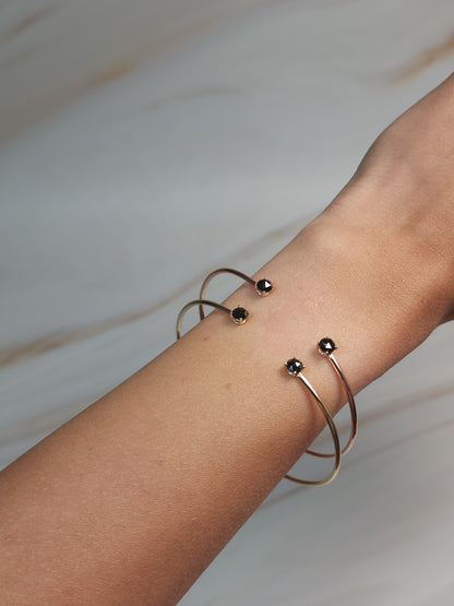 14Kt Gold 0.52 Ct Natural Rose Cut Black Diamond Bangle Bracelet