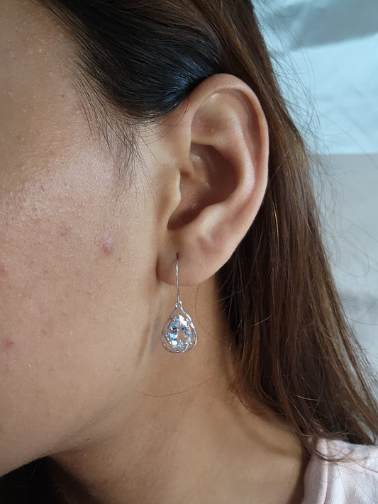 14Kt Gold Natural Aquamarine Teardrop Dangle Earrings
