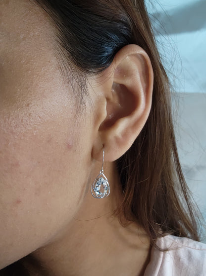 14Kt Gold Natural Aquamarine Teardrop Dangle Earrings