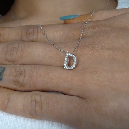 14Kt Gold Initial Letter Diamond Pendant Necklace