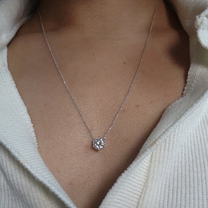 14Kt Gold 1 Ct Lab Grown Diamond 6 Prong Solitaire Pendant