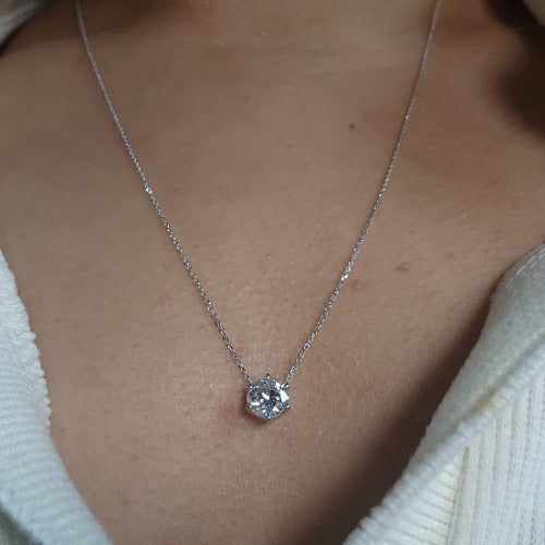 14Kt Gold 1 Ct Lab Grown Diamond 6 Prong Solitaire Pendant