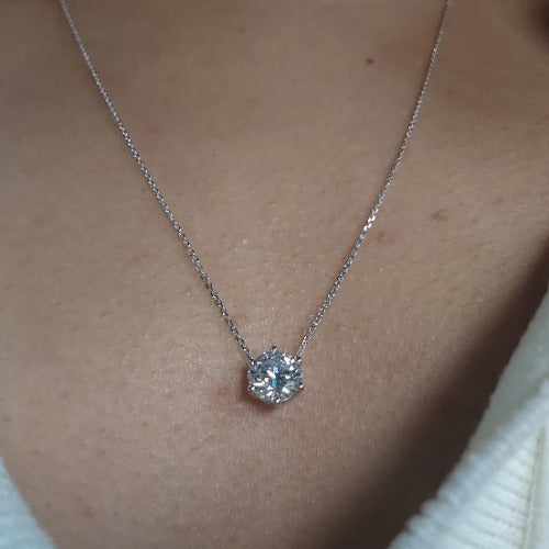 14Kt Gold 1 Ct Lab Grown Diamond 6 Prong Solitaire Pendant