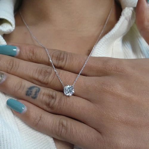 14Kt Gold 1 Ct Lab Grown Diamond 6 Prong Solitaire Pendant