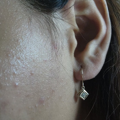 14Kt Gold Lab Grown Diamond Dangle Square Earrings