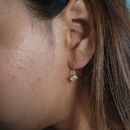 14Kt Gold Lab Grown Diamond Dangle Square Earrings