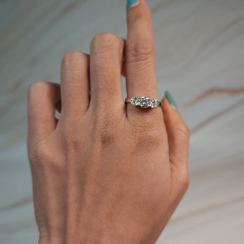 14Kt Gold 1 Ct 3 Stone Lab Grown Diamond Ring