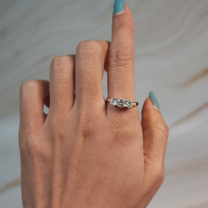 14Kt Gold 1 Ct 3 Stone Lab Grown Diamond Ring