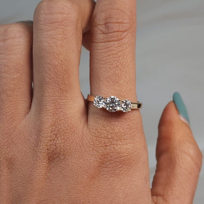 14Kt Gold 1 Ct 3 Stone Lab Grown Diamond Ring