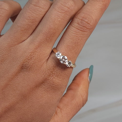 14Kt Gold 1 Ct 3 Stone Lab Grown Diamond Ring