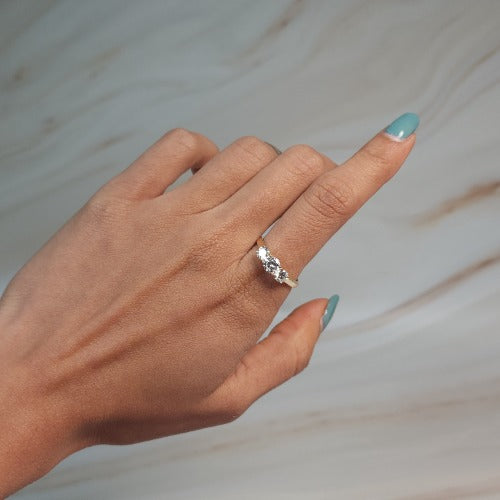 14Kt Gold 1 Ct 3 Stone Lab Grown Diamond Ring