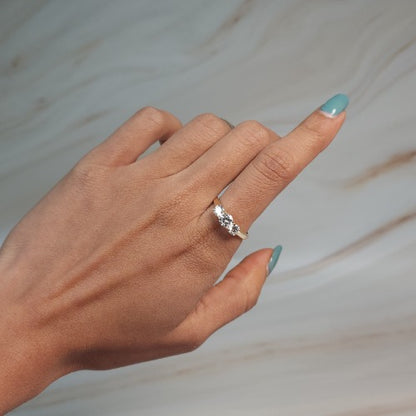 14Kt Gold 1 Ct 3 Stone Lab Grown Diamond Ring
