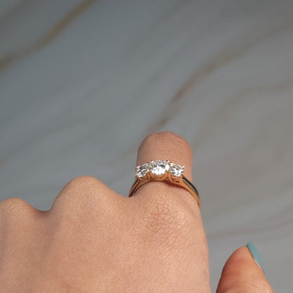 14Kt Gold 1 Ct 3 Stone Lab Grown Diamond Ring