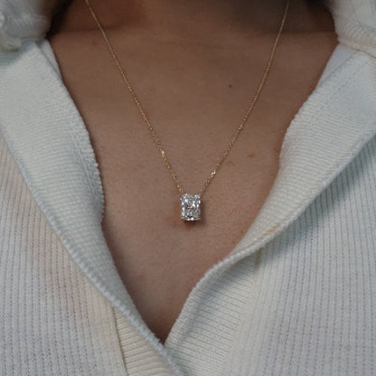 14Kt Gold 2 Ct IGI Certified Radiant Cut Lab Grown Diamond Pendant Necklace