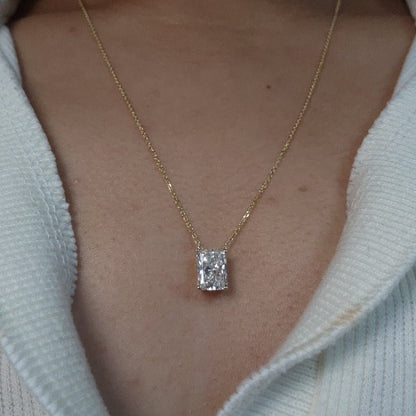 14Kt Gold 2 Ct IGI Certified Radiant Cut Lab Grown Diamond Pendant Necklace
