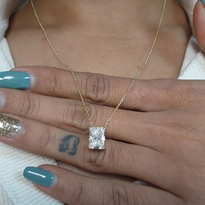 14Kt Gold 2 Ct IGI Certified Radiant Cut Lab Grown Diamond Pendant Necklace