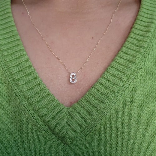 14Kt Gold Number Diamond Pendant Necklace