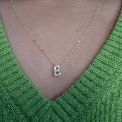 14Kt Gold Number Diamond Pendant Necklace