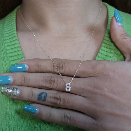 14Kt Gold Number Diamond Pendant Necklace