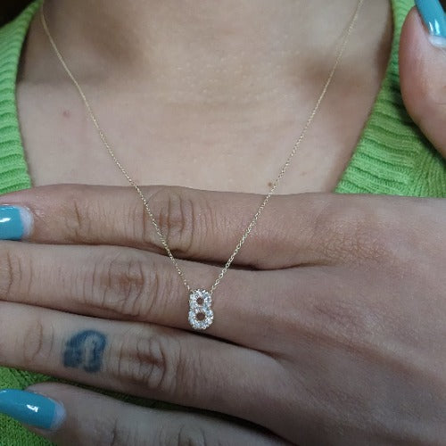 14Kt Gold Number Diamond Pendant Necklace