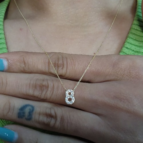 14Kt Gold Number Diamond Pendant Necklace