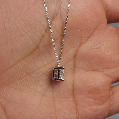 14Kt Gold 1 Ct Lab Grown Princess Cut Diamond Pendant Necklace