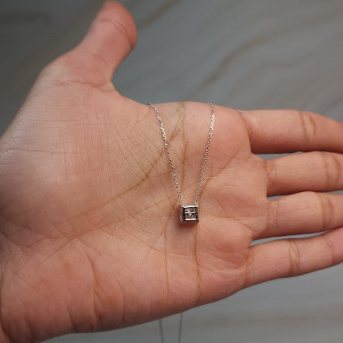 14Kt Gold 1 Ct Lab Grown Princess Cut Diamond Pendant Necklace