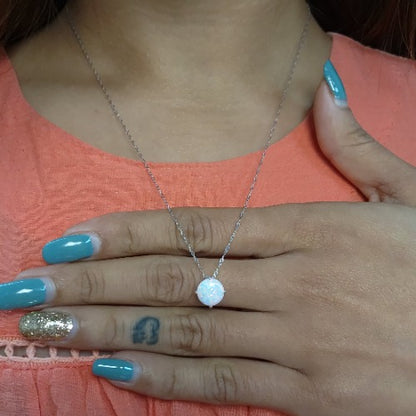 14Kt Gold Opal Round Pendant Necklace