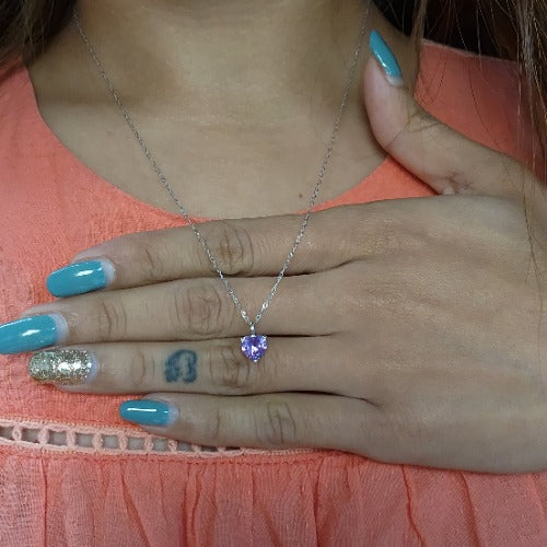 14Kt Gold Alexandrite Heart Pendant Necklace