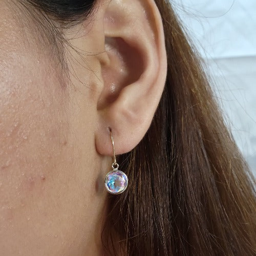 14Kt Gold Mercury Mist Mystic Topaz Bezel Dangle Earrings